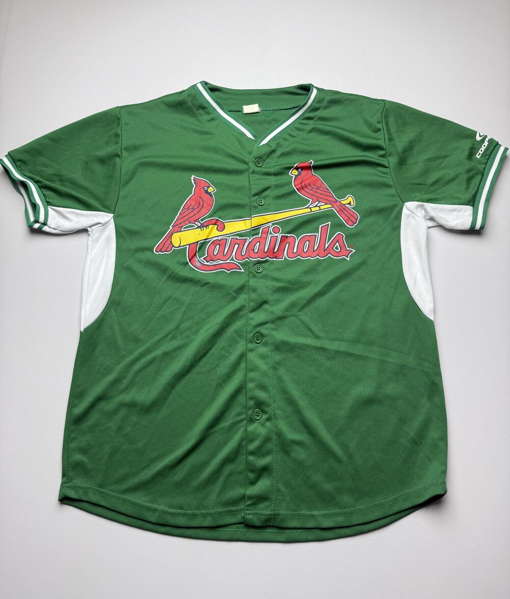 St. Louis Cardinals Baseball Jersey Mens Green MLB Baseball Cooper Tires Read